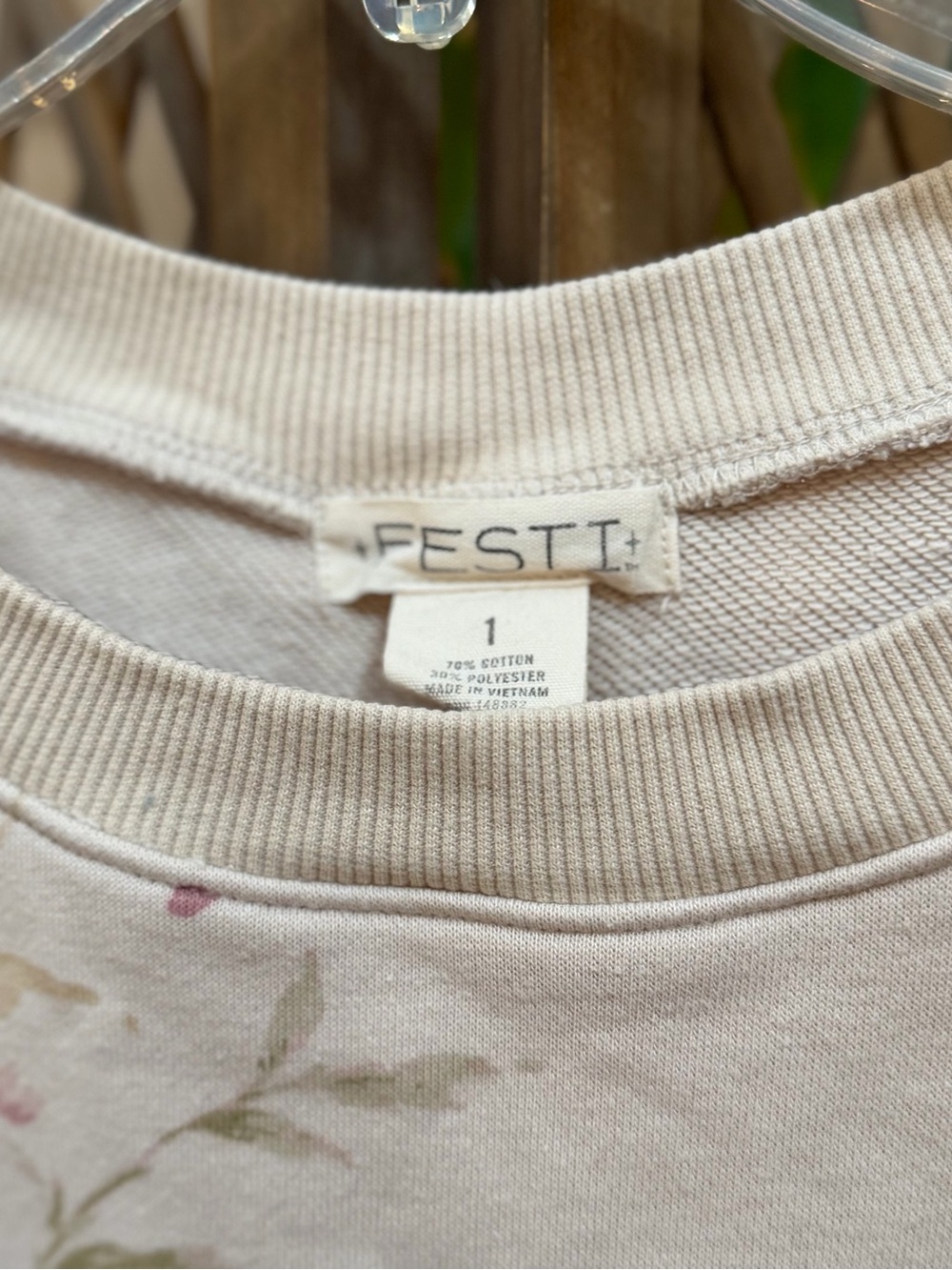 Festi for Torrid -Cream Floral Long-Sleeve Sweatshirt with Pink Blooms - Picture 2 of 3
